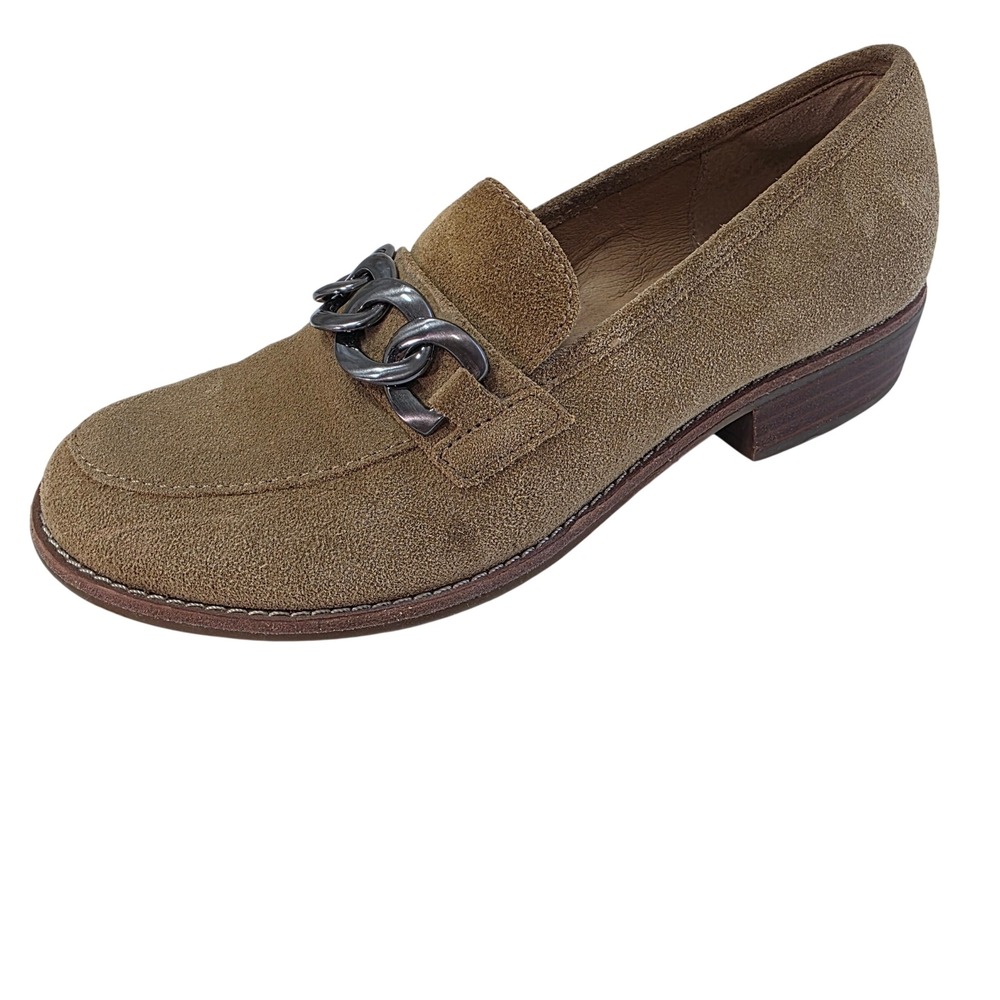 Sofft Adrianna Womens Tan Brown Suede Chain Detail Loafers Stacked Heel 7M